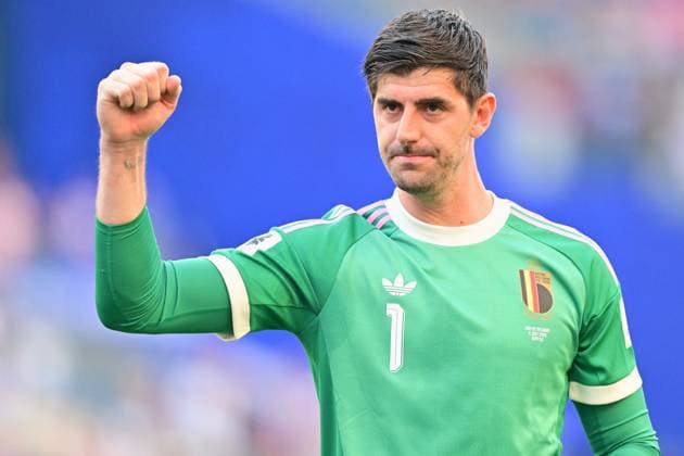 Belgium s goalkeeper Thibaut Courtois celebrates after winning a soccer game between the USA and Belgian national team, Nationalteam Red Devils, on Monday 06 July 2026, at the Seattle Field, in Seattle, a 1 8 finals game in the FIFA World Cup, WM, Weltmeisterschaft, Fussball 2026. DIRKxWAEM  x180555133x
