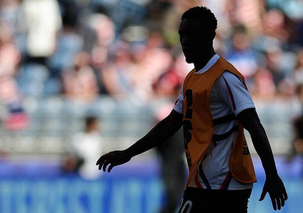 (260707) -- SEATTLE, July 7, 2026 -- Folarin Balogun of the United States warms up before the round of 16 match between the United States and Belgium at the 2026 FIFA World Cup, WM, Weltmeisterschaft, Fussball at Seattle Stadium in Seattle, the United States, July 6, 2026. ) (SP)U.S.-SEATTLE-FOOTBALL-FIFA WORLD CUP-ROUND OF 16-USA VS BEL CaoxCan 