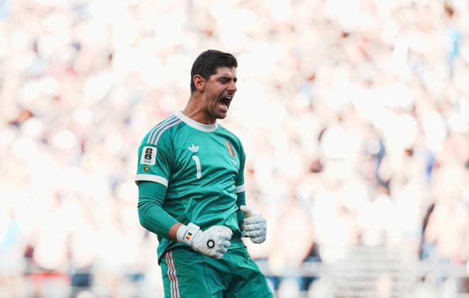 (260707) -- SEATTLE, July 7, 2026 -- Thibaut Courtois, goalkeeper of Belgium, celebrates after his teammate scores during the round of 16 match between the United States and Belgium at the 2026 FIFA World Cup, WM, Weltmeisterschaft, Fussball at Seattle Stadium in Seattle, the United States, July 6, 2026. ) (SP)U.S.-SEATTLE-FOOTBALL-FIFA WORLD CUP-ROUND OF 16-USA VS BEL XuxChang 