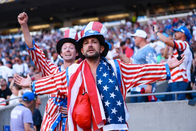 SEATTLE, WA - JULY 06: Fans of the United States look on before the FIFA World Cup, WM, Weltmeisterschaft, Fussball 2026 Round of 16 match between the USA and Belgium on July 6, 2026 at Seattle Stadium in Seattle, Washington. (Photo by Henry Rodenburg Icon Sportswire) SOCCER: JUL 06 FIFA World Cup 26 Round of 16 - USA vs Belgium EDITORIAL USE ONLY Icon260706009