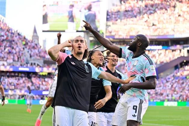 USA vs Belgium - FIFA World Cup, WM, Weltmeisterschaft, Fussball 2026 SEATTLE, UNITED STATES OF AMERICA - JULY 06 : Lukaku Romelu forward of Belgium celebrates after scoring pictured during the FIFA World Cup 2026 round of 16 match between the United States of America and Belgium at the Lumen Field stadium on July 6, 2026 in Seattle, United States of America, 06 07 2026 Seattle United States of America  Copyright: xJanxDexMeuleneirx