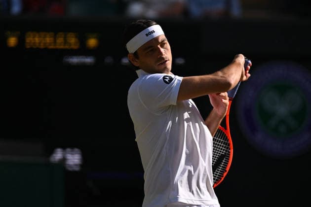 2026 Wimbledon - Taylor Fritz Taylor Fritz (USA) during his fourth round match at the 2026 Wimbledon Championships at the AELTC in London, GREAT BRITAIN, on JULY 6, 2026. Photo by Corinne Dubreuil ABACAPRESS.COM London  Copyright: xDubreuilxCorinne ABACAx