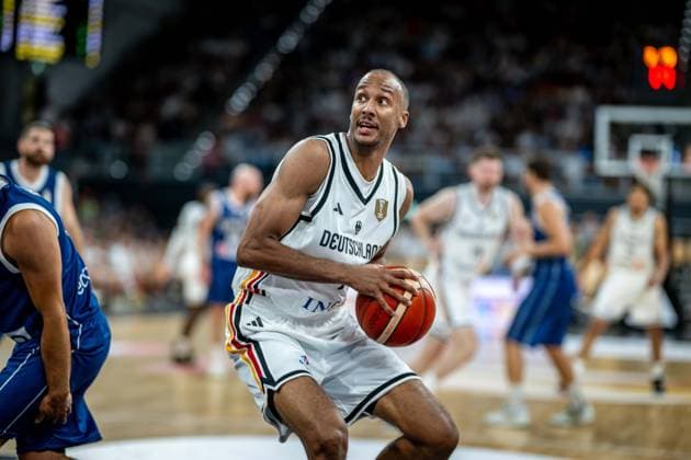Basketball Bamberg 06.07.2026.2026 FIBA World Cup Qualifier Qualifikation zur Weltmeisterschaft 2027 Deutschland (GER) - Zypern (CYP) Louis Olinde (Deutschland, No.16) *** Basketball Bamberg July 6, 2026 2026 FIBA World Cup Qualifier Qualification for the 2027 World Cup Germany GER Cyprus CYP Louis Olinde Germany, No. 16
