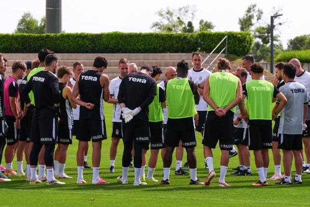 Besiktas pre-season camp in Slovakia SAMORIN, SLOVAKIA - JULY 07: Football players of Besiktas are seen during a pre-season training session under the management of head coach Vincenzo Italiano at the Slovakia Olympic Training Center in Samorin, Slovakia on July 07, 2026. Muhammed Ali Yigit Anadolu Samorin Slovakia. Editorial use only. Please get in touch for any other usage.  Copyright: x2026xAnadoluxMuhammedxAlixYigitx