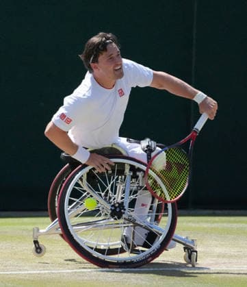Tennis - 2026 Wimbledon Championships - Day Eight (Week Two) - All England Lawn Tennis & Croquet Club, London - Tuesday 7th July 2026 Court 3 : Mens Wheelchair : Gordon Reid (GBR) v Tokito Oda (JPN) Gordon Reid (GBR) COLORSPORT ANDREW COWIE 