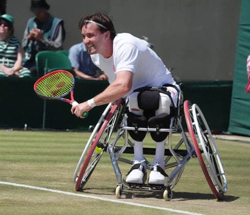 Tennis - 2026 Wimbledon Championships - Day Eight (Week Two) - All England Lawn Tennis & Croquet Club, London - Tuesday 7th July 2026 Court 3 : Mens Wheelchair : Gordon Reid (GBR) v Tokito Oda (JPN) Gordon Reid (GBR) COLORSPORT ANDREW COWIE 