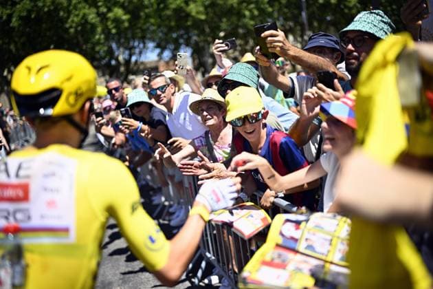 Slovenian Tadej Pogacar of UAE Team Emirates XRG pictured at the start of stage 4 of the 2026 Tour de France cycling race, a stage of 181,9km from Carcassonne to Foix, on Tuesday 07 July 2026. The 113th edition of the Tour de France starts on Saturday 4 July in Barcelona, Spain, and will finish in Paris, France on the 26th of July. JASPERxJACOBS  x180603451x