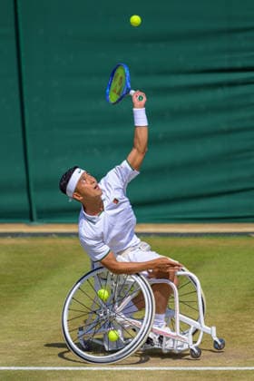 Day Nine: The Championships - Wimbledon 2026 LONDON, ENGLAND JULY 07 - Tokito Oda of Japan during Gordon Reid of Great Britain Gentlemen s Wheelchair Single First Round at The Wimbledon Lawn Tennis Championship at Wimbledon on July 07, 2026 in London, England. (Photo by Keeran Marquis)  Copyright: xKeeranxMarquis Fotoarena SPPx Sportspressphoto_SPR186702