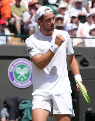 Tennis - 2026 Wimbledon Championships - Day Eight (Week Two) - All England Lawn Tennis & Croquet Club, London - Tuesday 7th July 2026 Court 1 : Mens Singles : Yannik Sinner (ITA) v Jan Lennard Struff (GER) Jan Lennard Struff (GER) COLORSPORT ANDREW COWIE 