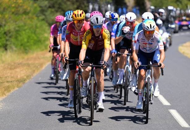 The pack of riders pictured in action during stage 4 of the 2026 Tour de France cycling race, a stage of 181,9km from Carcassonne to Foix, on Tuesday 07 July 2026. The 113th edition of the Tour de France starts on Saturday 4 July in Barcelona, Spain, and will finish in Paris, France on the 26th of July. DAVIDxPINTENS  x180618988x