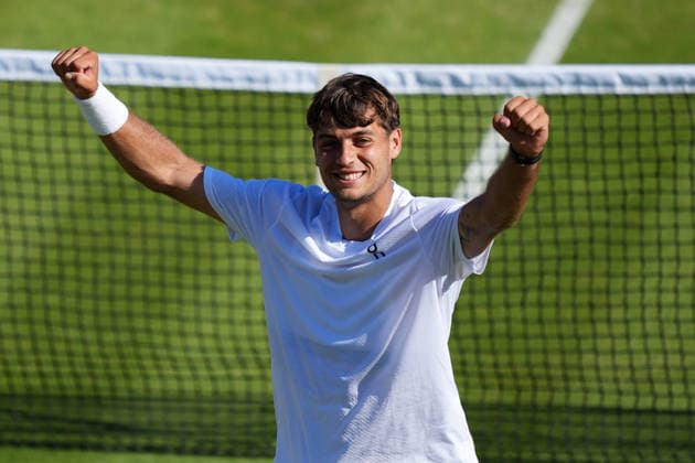 2026-07-04 The Championships - Wimbledon 2026 - Day Six LONDON, UNITED KINGDOM - JULY 4: Flavio Cobolli of Italy during Day Six of the The Championships - Wimbledon 2026 at All England Lawn Tennis and Croquet Club on July 4, 2026 in London, England. (Photo by Marleen Fouchier BSR Agency) London United Kingdom Content not available for redistribution in The Netherlands directly or indirectly through any third parties. Copyright: xBSRxAgencyx