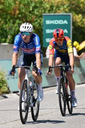 Belgian Jasper Philipsen of Alpecin-Premier Tech and Danish Mads Pedersen of Lidl-Trek pictured in action during stage 4 of the 2026 Tour de France cycling race, a stage of 181,9km from Carcassonne to Foix, on Tuesday 07 July 2026. The 113th edition of the Tour de France starts on Saturday 4 July in Barcelona, Spain, and will finish in Paris, France on the 26th of July. DAVIDxPINTENS  x180627995x
