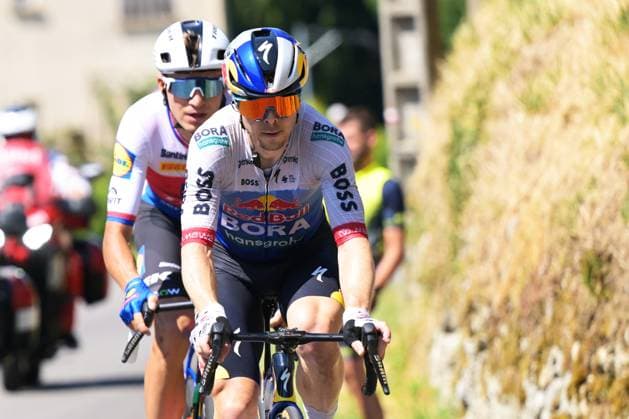 Slovenian Jan Tratnik of Red Bull-BORA-hansgrohe and Czech Mathias Vacek of Lidl-Trek pictured in action during stage 4 of the 2026 Tour de France cycling race, a stage of 181,9km from Carcassonne to Foix, on Tuesday 07 July 2026. The 113th edition of the Tour de France starts on Saturday 4 July in Barcelona, Spain, and will finish in Paris, France on the 26th of July. DAVIDxPINTENS  x180628078x