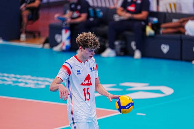 IPA86475160 - France vs. Bulgaria during the CEV U18 European Championship, EM, Europameisterschaft July 7, 2026, in Cisterna (Italy) during the U18 Volleyball European Championship—France vs. Bulgaria, CEV Eurovolley Men s match in Cisterna, Italy, July 7, 2026  Copyright: xLuigixMariani IPAxSportx xx 86475160
