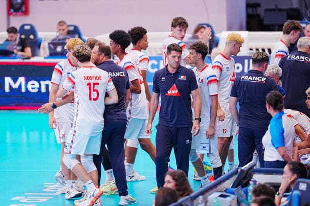 IPA86475168 - France vs. Bulgaria during the CEV U18 European Championship, EM, Europameisterschaft July 7, 2026, in Cisterna (Italy) during the U18 Volleyball European Championship—France vs. Bulgaria, CEV Eurovolley Men s match in Cisterna, Italy, July 7, 2026  Copyright: xLuigixMariani IPAxSportx xx 86475168