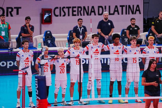 IPA86475171 - France vs. Bulgaria during the CEV U18 European Championship, EM, Europameisterschaft July 7, 2026, in Cisterna (Italy) during the U18 Volleyball European Championship—France vs. Bulgaria, CEV Eurovolley Men s match in Cisterna, Italy, July 7, 2026  Copyright: xLuigixMariani IPAxSportx xx 86475171
