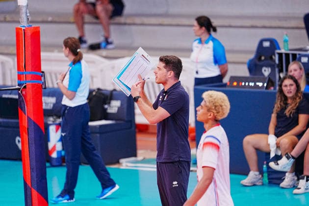 IPA86475173 - France vs. Bulgaria during the CEV U18 European Championship, EM, Europameisterschaft July 7, 2026, in Cisterna (Italy) during the U18 Volleyball European Championship—France vs. Bulgaria, CEV Eurovolley Men s match in Cisterna, Italy, July 7, 2026  Copyright: xLuigixMariani IPAxSportx xx 86475173