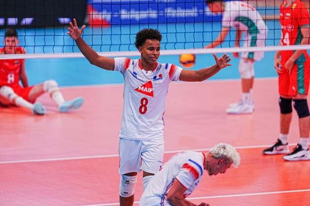 IPA86475178 - France vs. Bulgaria during the CEV U18 European Championship, EM, Europameisterschaft July 7, 2026, in Cisterna (Italy) during the U18 Volleyball European Championship—France vs. Bulgaria, CEV Eurovolley Men s match in Cisterna, Italy, July 7, 2026  Copyright: xLuigixMariani IPAxSportx xx 86475178