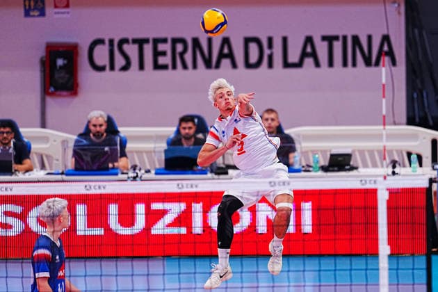 IPA86475149 - France vs. Bulgaria during the CEV U18 European Championship, EM, Europameisterschaft July 7, 2026, in Cisterna (Italy) during the U18 Volleyball European Championship—France vs. Bulgaria, CEV Eurovolley Men s match in Cisterna, Italy, July 7, 2026  Copyright: xLuigixMariani IPAxSportx xx 86475149