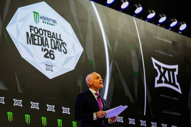 July 7, 2026, Frisco, Texas, USA: FRISCO, TX : BIG 12 commissioner Brent Yorkman addresses the media at the beginning of the 2026 Monster Energy Big 12 Football Media Day at the Ford Center in Frisco on Tuesday morning. Frisco USA - ZUMAm257 20260707_zsp_m257_016 Copyright: xBrianxMcLeanx