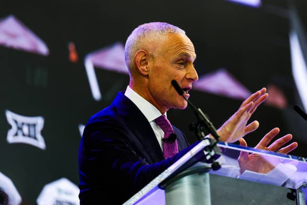 July 7, 2026, Frisco, Texas, USA: FRISCO, TX : BIG 12 commissioner Brent Yorkman addresses the media at the beginning of the 2026 Monster Energy Big 12 Football Media Day at the Ford Center in Frisco on Tuesday morning. Frisco USA - ZUMAm257 20260707_zsp_m257_017 Copyright: xBrianxMcLeanx