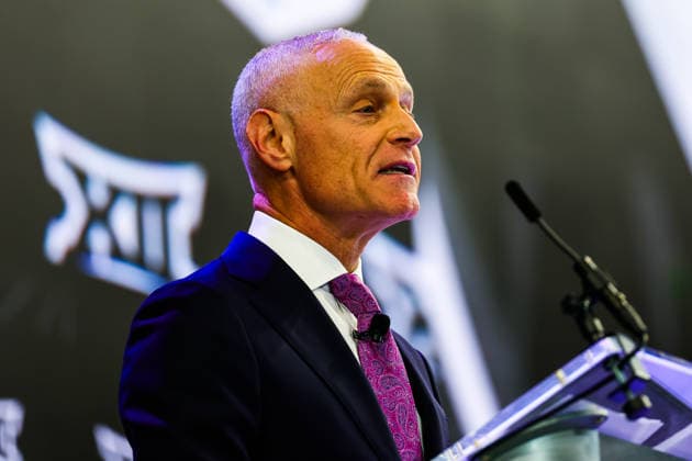 July 7, 2026, Frisco, Texas, USA: FRISCO, TX : BIG 12 commissioner Brent Yorkman addresses the media at the beginning of the 2026 Monster Energy Big 12 Football Media Day at the Ford Center in Frisco on Tuesday morning. Big 12 Commissioner BRENT YORKMAN Addresses The Media  - ZUMAm257 20260707_zsp_m257_015 Copyright: xBrianxMcLeanx