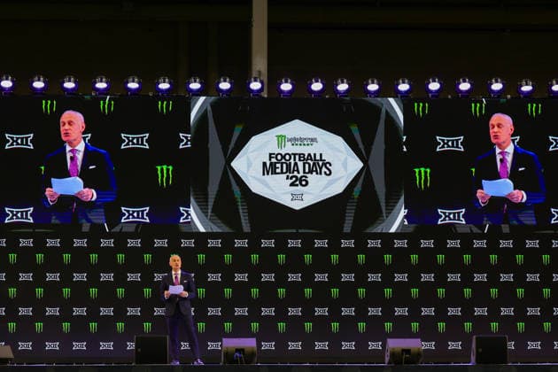 July 7, 2026, Frisco, Texas, USA: FRISCO, TX : BIG 12 commissioner Brent Yorkman addresses the media at the beginning of the 2026 Monster Energy Big 12 Football Media Day at the Ford Center in Frisco on Tuesday morning. Frisco USA - ZUMAm257 20260707_zsp_m257_020 Copyright: xBrianxMcLeanx