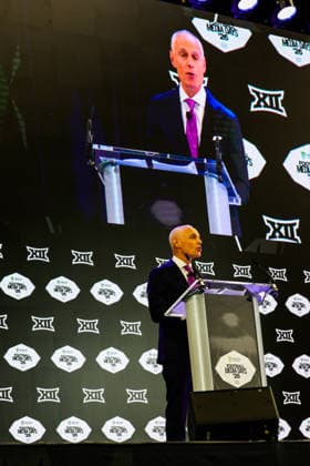 July 7, 2026, Frisco, Texas, USA: FRISCO, TX : BIG 12 commissioner Brent Yorkman addresses the media at the beginning of the 2026 Monster Energy Big 12 Football Media Day at the Ford Center in Frisco on Tuesday morning. Frisco USA - ZUMAm257 20260707_zsp_m257_022 Copyright: xBrianxMcLeanx