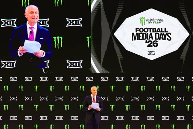 July 7, 2026, Frisco, Texas, USA: FRISCO, TX : BIG 12 commissioner Brent Yorkman addresses the media at the beginning of the 2026 Monster Energy Big 12 Football Media Day at the Ford Center in Frisco on Tuesday morning. Big 12 Commissioner BRENT YORKMAN Addresses The Media  - ZUMAm257 20260707_zsp_m257_029 Copyright: xBrianxMcLeanx