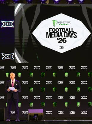 July 7, 2026, Frisco, Texas, USA: FRISCO, TX : BIG 12 commissioner Brent Yorkman addresses the media at the beginning of the 2026 Monster Energy Big 12 Football Media Day at the Ford Center in Frisco on Tuesday morning. Big 12 Commissioner BRENT YORKMAN Addresses The Media  - ZUMAm257 20260707_zsp_m257_032 Copyright: xBrianxMcLeanx