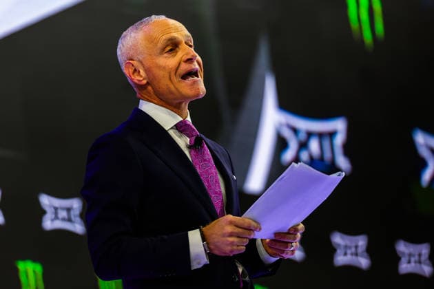 July 7, 2026, Frisco, Texas, USA: FRISCO, TX : BIG 12 commissioner Brent Yorkman addresses the media at the beginning of the 2026 Monster Energy Big 12 Football Media Day at the Ford Center in Frisco on Tuesday morning. Frisco USA - ZUMAm257 20260707_zsp_m257_025 Copyright: xBrianxMcLeanx