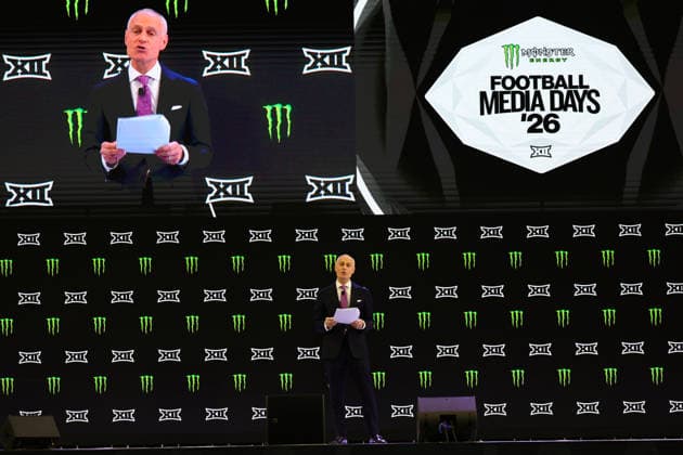 July 7, 2026, Frisco, Texas, USA: FRISCO, TX : BIG 12 commissioner Brent Yorkman addresses the media at the beginning of the 2026 Monster Energy Big 12 Football Media Day at the Ford Center in Frisco on Tuesday morning. Frisco USA - ZUMAm257 20260707_zsp_m257_031 Copyright: xBrianxMcLeanx