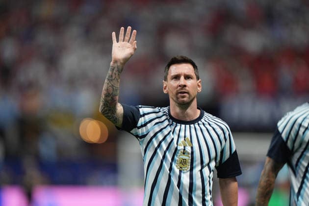 Argentina striker Leo Messi warms up before the 2026 World Cup Round of 16 match between Argentina and Egypt at Atlanta Stadium, US, 7 July 20263. Argentina vs Egypt !ACHTUNG: NUR REDAKTIONELLE NUTZUNG!  Copyright: xAlbertoxBoalx GRAF2769 20260707-55020828475_1