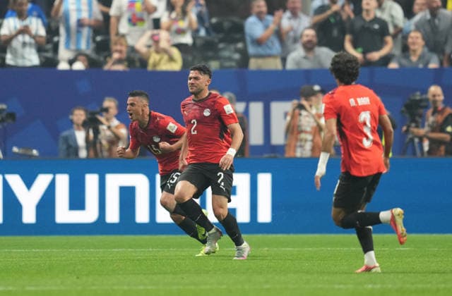 Yasser Ibrahim (Egypt) scores and celebrates his teams first goal during Argentina and Egypt, Round of 16 FIFA World Cup, WM, Weltmeisterschaft, Fussball 2026, Atlanta Stadium, Atlanta, United States on July 7, 2026. Thor Wegner DeFodi Images. (Photo by DeFodi Images) - *** Yasser Ibrahim of Egypt scores and celebrates his team s first goal during the Round of 16 match between Argentina and Egypt at the 2026 FIFA World Cup at Atlanta Stadium in Atlanta, United States, on July 7, 2026. Photo by DeFodi Images (Thor Wegner)