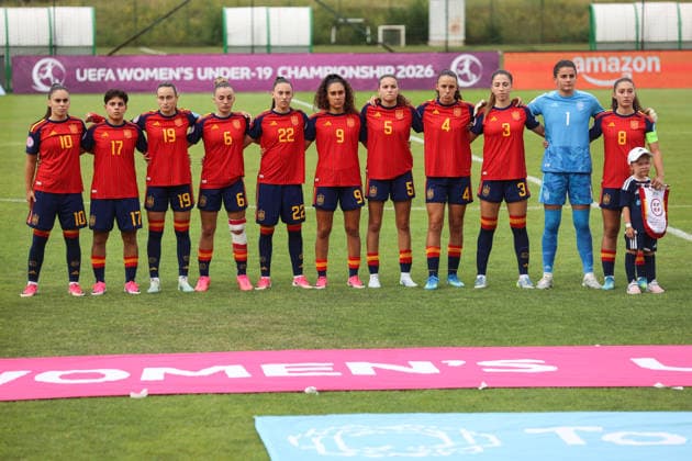 260707 Ainoa Gomez, Emma Moreno, Alba Cerrato, Irune Dorado, Rosalia Dominguez, Celia Segura, Amaya Garcia Gomez, Silvia Cristobal, Julia Torres, goalkeeper Laia Lopez and Elene Gurtubay of Spain ahead of the women s Euro Under-19 semifinal between Spain and Sweden on July 7, 2026 in Zenica. Photo: Aleksandar Djorovic BILDBYRAN COP 184 XX0043 fotboll football soccer fotball u19 em semifinal semifinals spanien sverige womens euro under-19 sweden dam bbeng *** July 26, 2007 Ainoa Gomez, Emma Moreno, Alba Cerrato, Irune Dorado, Rosalia Dominguez, Celia Segura, Amaya Garcia Gomez, Silvia Cristobal, Julia Torres, goalkeeper Laia Lopez, and Elene Gurtubay of Spain ahead of the Women’s Under-19 European Championship semifinal between Spain and Sweden on July 7, 2026 in Zenica. Photo by Aleksandar Djorovic. BILDBYRAN COP 184 XX0043 soccer football fotball U19 European Championship semifinal semifinals Spain Sweden Women’s U19 European Championship  Copyright: ALEKSANDARxDJOROVIC BB260707ZV022