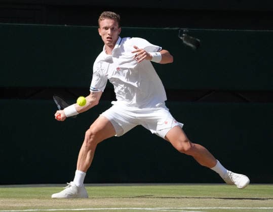 Tennis - 2026 Wimbledon Championships - Day Eight (Week Two) - All England Lawn Tennis & Croquet Club, London - Tuesday 7th July 2026 Center Court : Mens Singles : Jiri Lehecka (CZE) v Alexander Zverev (GER) Jiri Lehecka (CZE) COLORSPORT ANDREW COWIE 