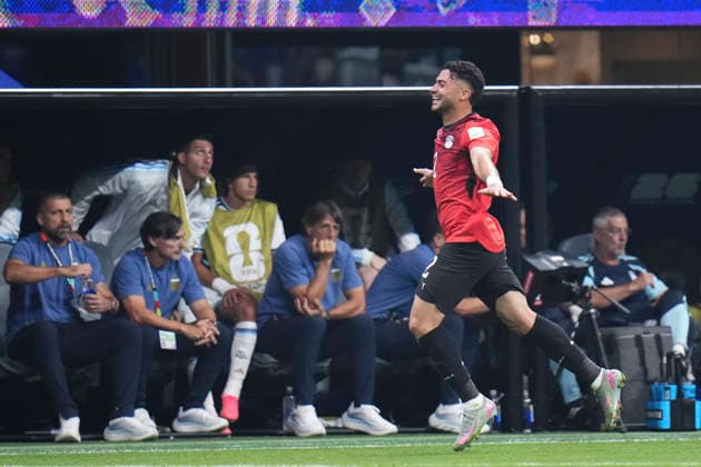 Argentina v Egypt: Round of 16 - FIFA World Cup, WM, Weltmeisterschaft, Fussball 2026 Yasser Ibrahim of Egypy celebrates after scoring his team s first goal during the FIFA World Cup 2026 Round of 16 match between Argentina and Egypt at Atlanta Stadium on July 07, 2026 in Atlanta, Georgia. Atlanta GA United States  Copyright: xJosexBretonx originalFilename:bretonhernandez-argentin260707_npD2Q.jpg