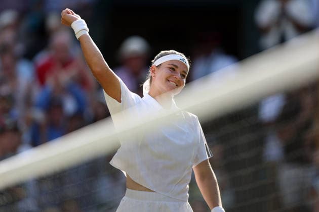 Karolina Muchova celebrates winning her quarter-final match Wimbledon Tennis Championships, Day 9, The All England Lawn Tennis and Croquet Club, London, UK - 07 Jul 2026London The All England Lawn Tennis and United Kingdom  Copyright: xKieranxMcManus Shutterstockx 16978030co