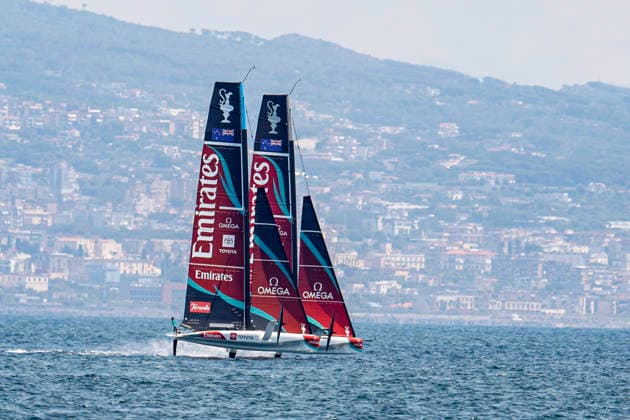 Emirates Team New Zealand and Prada Luna Rossa Test AC40s in Naples The two AC40 yachts of Emirates Team New Zealand and Prada Luna Rossa took part in a test sailing session in the Gulf of Naples ahead of the America™s Cup qualifiers scheduled for September. The training session allowed both crews to fine-tune their boats and sailing strategies while offering spectators a preview of the high-performance foiling yachts that will compete in one of the world s most prestigious sailing events. _BPH9854 Copyright: xAntonioxBalascox