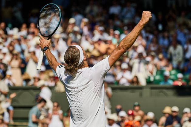 July 7, 2026, London, London, Great Britain: celebrates the win of the match during The Championships Wimbledon , 7.7.2026 in London (All England Lawn Tennis and Croquet Club), Great Britain Tennis 2026: Grand Slam: The Championships Wimbledon: 9th Day: 4th Round: ZVEREV 6:4 7:5 3:6 7:6 LEHECHKA  - ZUMAs343 20260707_zsp_s343_097 Copyright: xMathiasxSchulzx