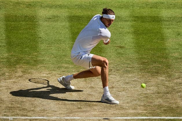 July 7, 2026, London, London, Great Britain: returns with backhand during The Championships Wimbledon , 7.7.2026 in London (All England Lawn Tennis and Croquet Club), Great Britain Tennis 2026: Grand Slam: The Championships Wimbledon: 9th Day: 4th Round: ZVEREV 6:4 7:5 3:6 7:6 LEHECHKA  - ZUMAs343 20260707_zsp_s343_103 Copyright: xMathiasxSchulzx