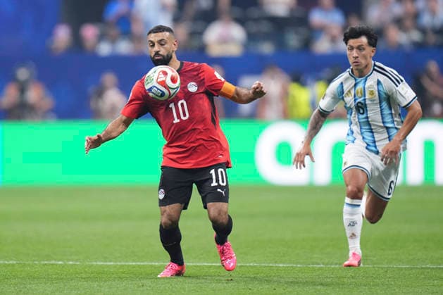 July 7, 2026, Atlanta, Georgia, United States: Mohamed Salah of Egypy controls the ball during the FIFA World Cup, WM, Weltmeisterschaft, Fussball 2026 Round of 16 match between Argentina and Egypt at Atlanta Stadium on July 07, 2026 in Atlanta, Georgia. Atlanta United States - ZUMAa181 20260707_zaa_a181_029 Copyright: xJosexBretonx