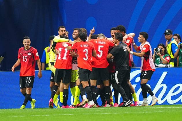 Argentina v Egypt - FIFA World Cup, WM, Weltmeisterschaft, Fussball 2026 - Round of 16 ATLANTA, USA - JULY 07: Mostafa Ziko (11) of Egypt celebrates with his teammates after scoring a goal during the 2026 FIFA World Cup Round of 16 match between Argentina and Egypt at Mercedes-Benz Stadium (Atlanta Stadium) in Atlanta, Georgia, United States on July 07, 2026. Evrim Aydin Anadolu Georgia United States. Editorial use only. Please get in touch for any other usage.  Copyright: x2026xAnadoluxEvrimxAydinx