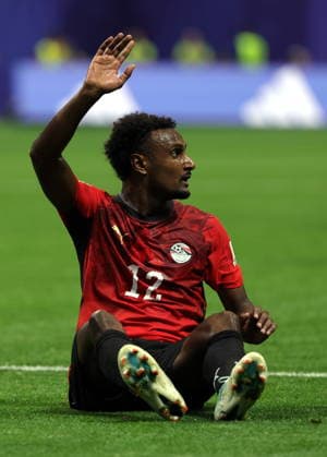 FIFA World Cup, WM, Weltmeisterschaft, Fussball 2026 - Round of 16 - Argentina vs Egypt Haissem Hassan of Egypt reacts during the FIFA World Cup 2026 Round of 16 match Argentina against Egypt, in Atlanta, USA, 07 July 2026. ATLANTA United States  Copyright: xCRISTOBALxHERRERA-ULASHKEVICHx