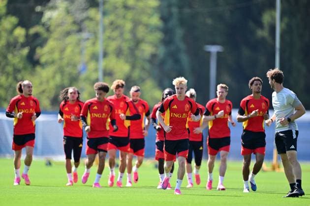 The Red Devils pictured during a training session of Belgian national soccer team Red Devils, on Tuesday 07 July 2026 in their base camp, home of the Seattle Sounders, Renton, Seattle, USA. The Rode Duivels - Diables Rouges qualified for the knockout stage of the 2026 FIFA World Cup, WM, Weltmeisterschaft, Fussball where they ll meet Spain in the round of 8 on July 10th. DIRKxWAEM  x180662466x