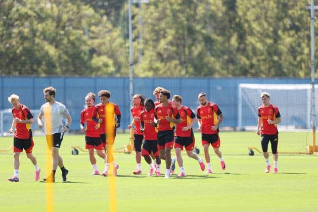 The Red Devils pictured during a training session of Belgian national soccer team Red Devils, on Tuesday 07 July 2026 in their base camp, home of the Seattle Sounders, Renton, Seattle, USA. The Rode Duivels - Diables Rouges qualified for the knockout stage of the 2026 FIFA World Cup, WM, Weltmeisterschaft, Fussball where they ll meet Spain in the round of 8 on July 10th. BRUNOxFAHY  x180665052x