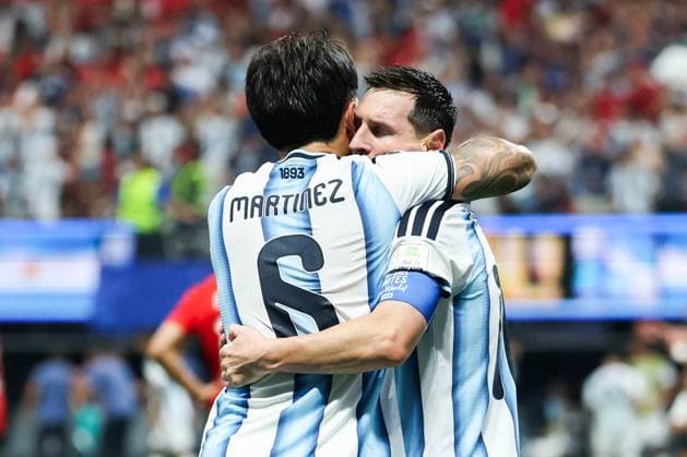 RECORD DATE NOT STATED FIFA World Cup, WM, Weltmeisterschaft, Fussball 2026 - Round of 16 - Argentina v Egypt Lionel Messi player of Argentina celebrates his goal during the Round of 16 match between Argentina and Egypt at the FIFA World Cup, at Atlanta Stadium, in Georgia, United States, on Tuesday, July 07, 2026.(Foto: William Volcov Brazil Photo Press IMAGO) Sports Atlanta GA United States Copyright: xWILLIAMxVOLCOVx