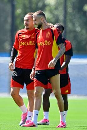 Belgian national football team - FIFA World Cup, WM, Weltmeisterschaft, Fussball 2026 - media activities 07 07 2026 RENTON, UNITED STATES OF AMERICA - JULY 07 : Theate Arthur defender of Belgium and Debast Zeno defender of Belgium pictured during a training session of the Belgian national football team during the FIFA World Cup 2026 on July 7, 2026 in Renton, United States of America, 07 07 2026 Renton United States of America  Copyright: xJanxDexMeuleneirx