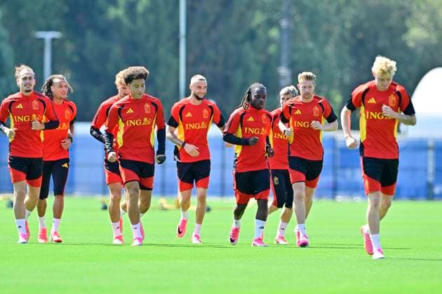 Belgian national football team - FIFA World Cup, WM, Weltmeisterschaft, Fussball 2026 - media activities 07 07 2026 RENTON, UNITED STATES OF AMERICA - JULY 07 : Doku Jeremy forward of Belgium and De Bruyne Kevin forward of Belgium pictured during a training session of the Belgian national football team during the FIFA World Cup 2026 on July 7, 2026 in Renton, United States of America, 07 07 2026 Renton United States of America  Copyright: xJanxDexMeuleneirx