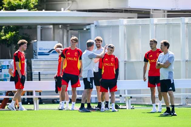 Belgian national football team - FIFA World Cup, WM, Weltmeisterschaft, Fussball 2026 - media activities 07 07 2026 RENTON, UNITED STATES OF AMERICA - JULY 07 : Garcia Rudi head coach of Belgium, Trossard Leandro forward of Belgium, De Ketelaere Charles midfielder of Belgium pictured during a training session of the Belgian national football team during the FIFA World Cup 2026 on July 7, 2026 in Renton, United States of America, 07 07 2026 Renton United States of America  Copyright: xNicoxVereeckenx
